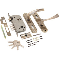 Врезной замок с ручками Аллюр 103/3 AB старая бронза 5961