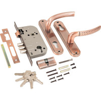 Врезной замок с ручками Аллюр 132/3 AC старая медь 6205