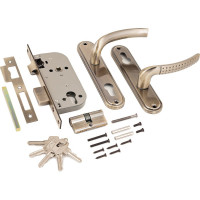 Врезной замок с ручками Аллюр старая бронза 1086