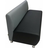 Секция дивана Мягкий офис Классик двухместная серая-черная КЛ601СРЧН