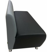 Секция дивана Мягкий офис Классик двухместная серая-черная КЛ601СРЧН