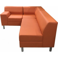 Угловой диван Мягкий офис Флагман трехместный оранжевый ППФЛ301ОР