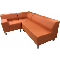 Угловой диван Мягкий офис Флагман трехместный оранжевый ППФЛ301ОР