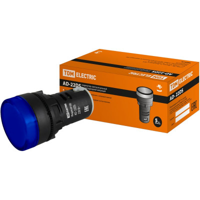 Лампа TDM ELECTRIC AD-22DS LED матрица, d22мм, синий, 230В, SQ0702-0005