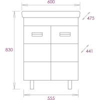 Тумба с раковиной Onika Балтика-Квадро 60 напольная, белая 106035