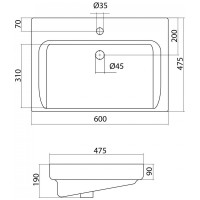 Тумба с раковиной Onika Балтика-Квадро 60 напольная, белая 106035