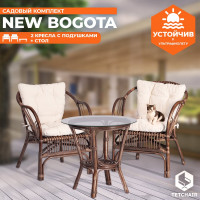 Террасный комплект Tetchair NEW BOGOTA 2 кресла, стол, с подушками, ротанг 13343