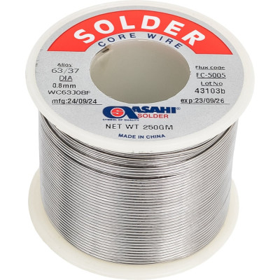 Припой (0.8 мм, 0.25 кг, Sn63/Pb37, FC5005 флюс RMA) ASAHI 00-00000068