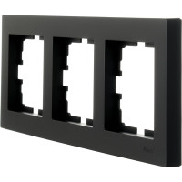 3-ая горизонтальная рамка Lezard VESNA без вставки, чёрный бархат 742-4200-148