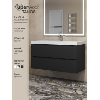 Подвесная тумба под раковину uperwood Tanos 100 см, черная 291020234