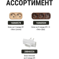 Блок на 3 гнезда TDM ELECTRIC 2П+З круглый 16А 250B SQ1806-0028