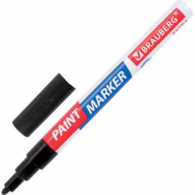 Лаковый маркер-краска BRAUBERG EXTRA paint marker 2 мм, ЧЕРНЫЙ, УЛУЧШЕННАЯ НИТРО-ОСНОВА, 151968