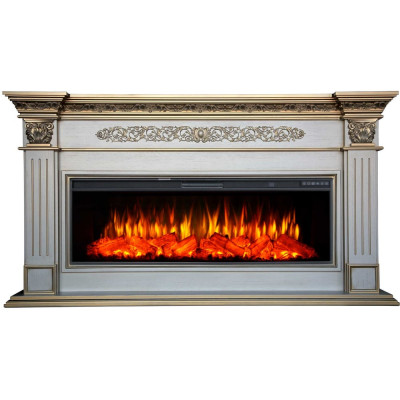 Каминокомплект InterFlame Елизавета Ареал50 бежевый с золотой патиной с Freespace50 беж с ЗП