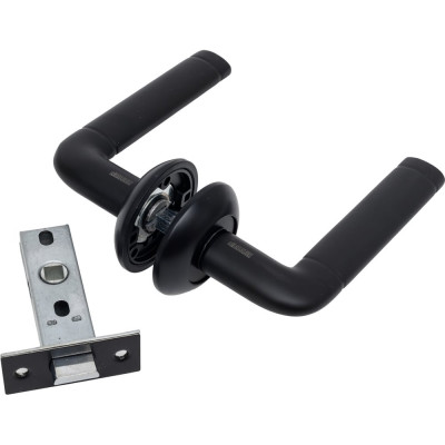 Ручка АЛЛЮР комплект ручка и защелка АРТ ПОЛО BL+L45-8 BL (15150/S45) матовый черный 14669