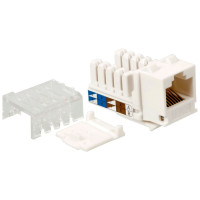 Вставка Keystone RJ-45 LANMASTER категория 5e, белая, со шторкой, узкая, LAN-OK45U5E/90N-WH