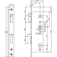Корпус огнестойкого замка NEMEF 9603/08/35mm PZ92 нержавеющая сталь front 24x245, DIN, реверсивный 69293