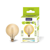 Светодиодная лампа General Lighting Systems Филамент прозрачный золотой E27 10Вт 1025Лм 2700К Теплый белый свет Шар GLDEN-G125S-10-230-E27-270 655310