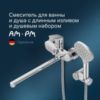 Смеситель для ванны/душа AM.PM Like излив 320 мм, душевой набор, хром F8095000