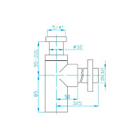 Сифон для умывальника PLASTBRNO 5, 4", квадратная труба, латунь EMCR003