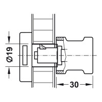 Поворотная ручка Hafele Symo никель 30x30мм 229.80.610