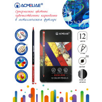 Набор цветных карандашей ACMELIAE blackwood artmate 12 цветов в металлическом футляре 43567