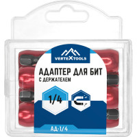 Адаптер для бит 8 шт, 1/4", с держателем и двойным магнитом vertextools АД-1/4