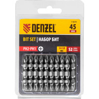 Набор бит двухсторонних PH2-PH1, 45 мм, сталь S2, 10 шт Denzel 11674