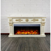 Каминокомплект InterFlame Леон Леонардо42 Фотон42 бежевый с золотой патиной с Foton42 бежевый ЗП