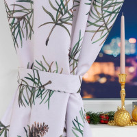 Комплект штор для кухни Этель Christmas tree с подхватами, 145x180 см, 2 шт, габардин 7072271