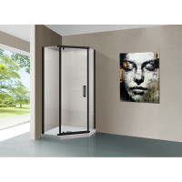 Душевой уголок VINCEA Stresa 1000x1000, черный, стекло прозрачное VSP-1S100CLB
