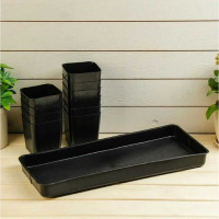 Комплект для рассады ЛЕТО №4 44x17,5x12см, 10 стаканов со съемным дном 800мл, поддон, пластик, черный 3405