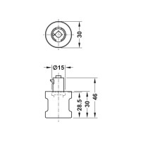 Поворотная ручка Hafele Symo никель 30x30мм 229.80.610