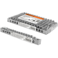 Шина нулевая "N" 6х9мм 14/2 TDM ELECTRIC, 14 групп/крепеж по краям, никелированная SQ0801-0341