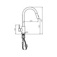 Кухонный смеситель Dorff Logic с вытягивающимся изливом, сатин D3007511