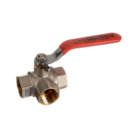 Шаровой кран Terma red 3/4 l-образный трехходовой ручка 31064 26164