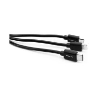 Кабель 3в1- micro usb-lightning-type c Ergolux Elx-cdc05-c02 3а, 1,2м, черный, зарядка, коробка 15099