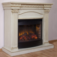 Каминокомплект InterFlame Афина Панорамик 25 LED F/X Q бежевый с золотой патиной с Panoramic25Q бежевый ЗП