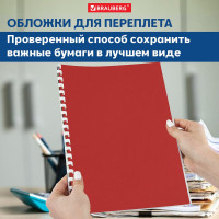 Обложки для переплета BRAUBERG комплект 100 шт., красные, 530948