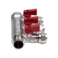 Универсальный коллектор для МП труб с шаровыми кранами и евроконусом AQUALINK вн-нар 3/4, 16x4 3935