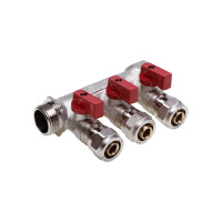 Универсальный коллектор для МП труб с шаровыми кранами и евроконусом AQUALINK вн-нар 3/4, 16x4 3935