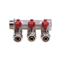 Универсальный коллектор для МП труб с шаровыми кранами и евроконусом AQUALINK вн-нар 3/4, 16x4 3935