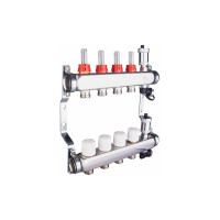 Коллекторная группа AQUALINK с расходомерами, сливным краном и автоматическим воздухоотводчиком, нерж. сталь  1"х2х3/4" 2700