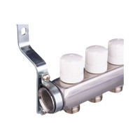 Коллекторная группа AQUALINK с расходомерами, сливным краном и автоматическим воздухоотводчиком, нерж. сталь 1"х7х3/4" 2705