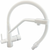 Смеситель для кухни Rainsberg с гибким силиконовым изливом, белый, латунь R603CK-302