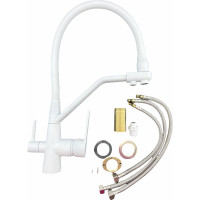 Смеситель для кухни Rainsberg с гибким силиконовым изливом, белый, латунь R603CK-302