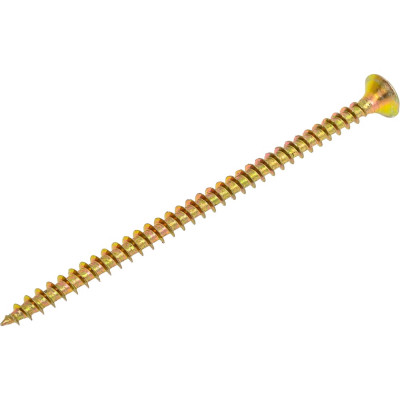 Универсальный саморез КВАДРА 5x90 желтый, потайная голова, цинк, кop. 100 шт. 504090050100