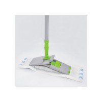 Швабра ЛЮБАША с флаундером 40 см, телескопический черенок 120 см, резьба 1.6 см, микрофибра/абразив 605029