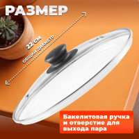 Стеклянная крышка PERFECTO LINEA 22 см 25-022020