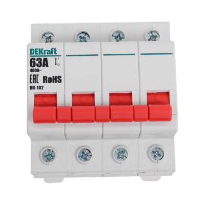 Выключатель нагрузки ВА-102, 4 Р, 63 А, 400 В Dekraft 17015DEK