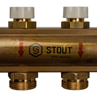 Распределительный коллектор из латуни без расходомеров 6 вых. STOUT SMB 0468 000006